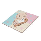 かわいい犬とベビーイラストレーションアート タイル (側面)
