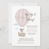 かわいい犬とホットエアバルーン赤ちゃんシャワー招待状 招待状 (正面)