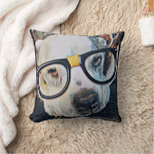 かわいい犬とメガネ&ポープリント枕 クッション (ブランケット)