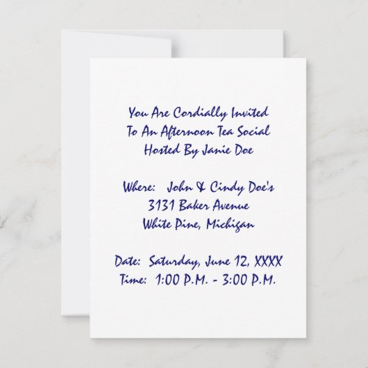 かわいい犬と人形茶パーティー招待状~EZ2カスタマイズ 招待状 (裏面)