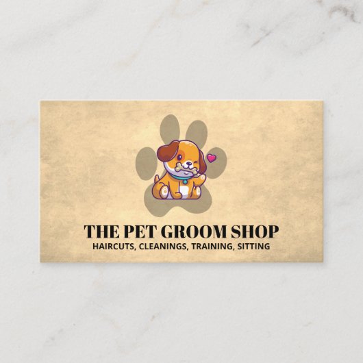 かわいい犬と前足のロゴ名刺 名刺 (正面)