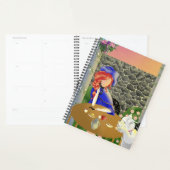 かわいい犬と女性のカフェで日没 プランナー手帳 (ディスプレー)