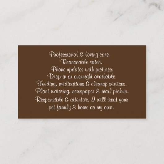 かわいい犬と家とペットの着席ビジネス 名刺 (裏面)