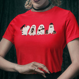 かわいい犬と幽霊ハロウィーンレトログルービー Tシャツ