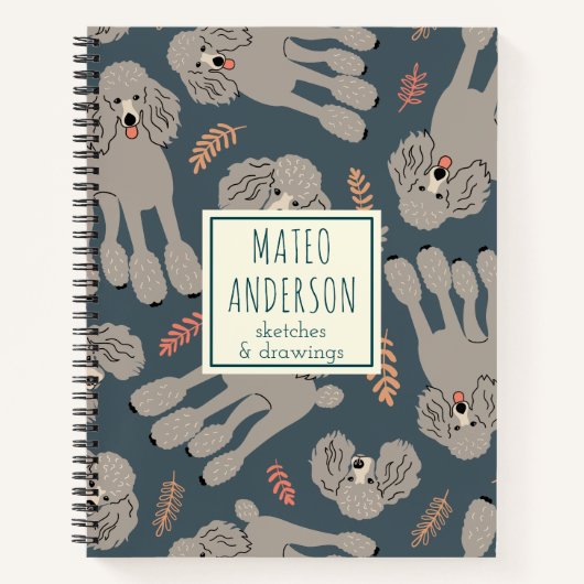 かわいい犬と植物の名パーソナライズされた前(緑) ノートブック (正面)