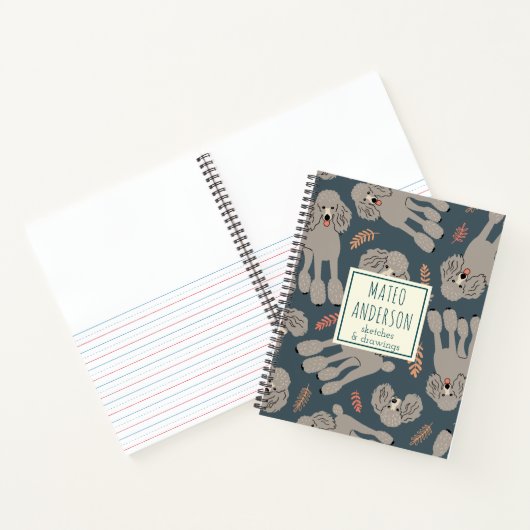 かわいい犬と植物の名パーソナライズされた前(緑) ノートブック (内部)