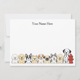 かわいい犬と消火栓のフラットノートカード サンキューカード