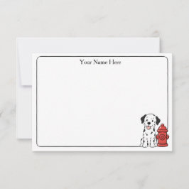かわいい犬と消火栓 フラットノートカード サンキューカード