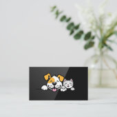 かわいい犬と猫が微笑む 名刺 (スタンド正面)