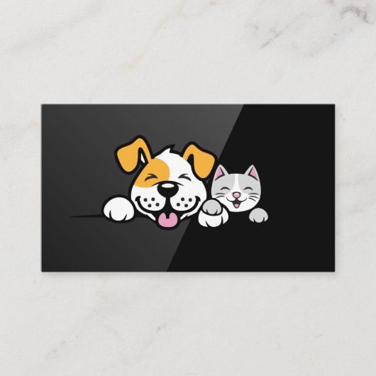 かわいい犬と猫が微笑む 名刺 (正面)