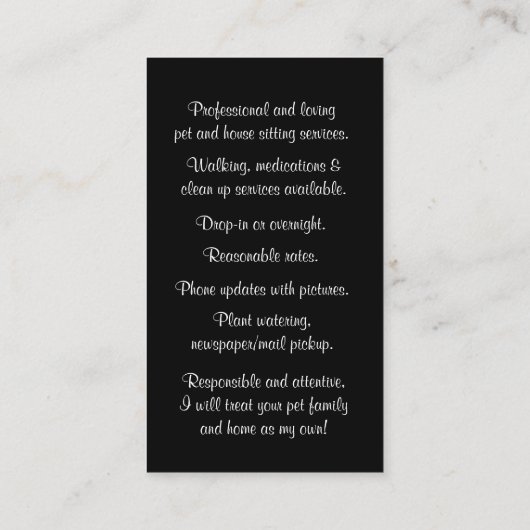 . .かわいい犬と猫と家が座る名刺 名刺 (裏面)