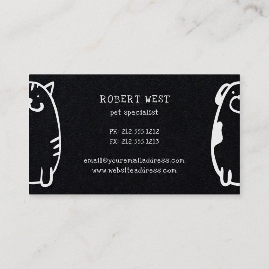 かわいい犬と猫のドードルペットグルーミング 名刺 (裏面)