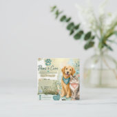 かわいい犬と猫のペットシッター犬の散歩ビジネスカード コーリングカード (スタンド正面)