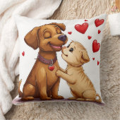 かわいい犬と猫のロマンチックなキス クッション (ブランケット)