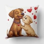 かわいい犬と猫のロマンチックなキス クッション (裏面)