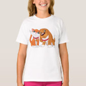 かわいい犬と猫の女の子Tシャツ Tシャツ (正面)