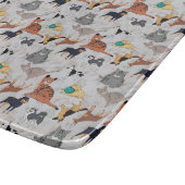 かわいい犬と猫の柄デザイン カッティングボード (角)