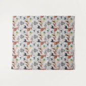 かわいい犬と猫の柄デザイン タペストリー (正面(横))