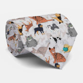 かわいい犬と猫の柄デザイン ネクタイ (ロール)