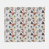 かわいい犬と猫の柄デザイン フリースブランケット (正面(横))