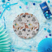 かわいい犬と猫の柄デザイン ペーパープレート (パーティー)