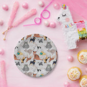 かわいい犬と猫の柄デザイン ペーパープレート (パーティー)