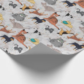 かわいい犬と猫の柄デザイン ラッピングペーパー (角)