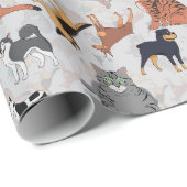 かわいい犬と猫の柄デザイン ラッピングペーパー (ロールコーナー)