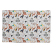 かわいい犬と猫の柄デザイン 枕カバー (裏面)