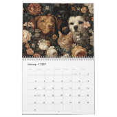 かわいい犬と猫の花の庭の壁 カレンダー (1月 2027)