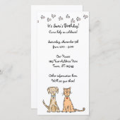 かわいい犬と猫の誕生日招待状 (正面/裏面)
