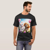 かわいい犬と猫は仲良し Tシャツ (正面フル)