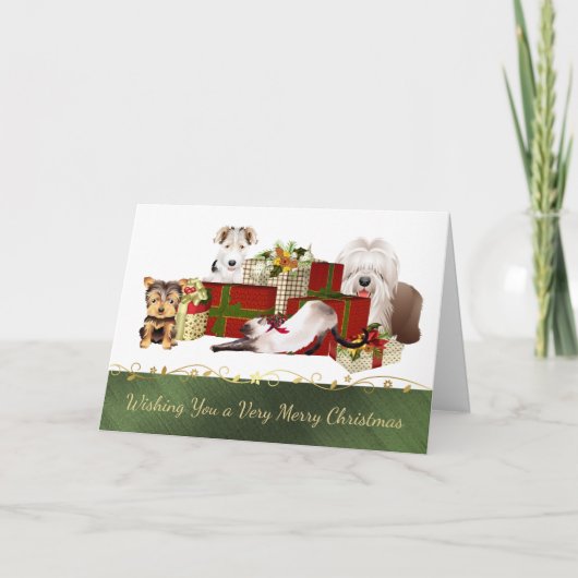 かわいい犬と猫クリスマスカード シーズンカード (正面)