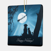 かわいい犬と猫ハッピーホリデーズチストマ セラミックオーナメント (左)