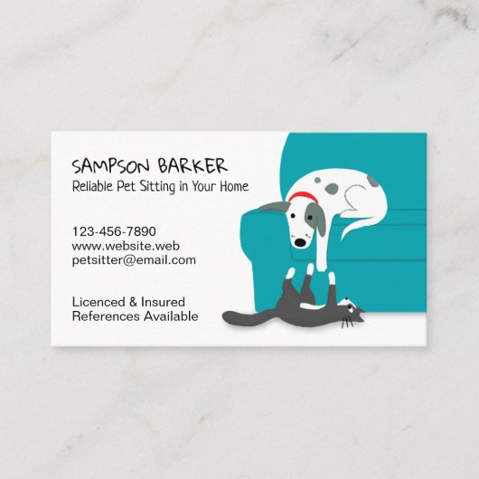 かわいい犬と猫ペットが座る |動物気に 名刺 (正面)