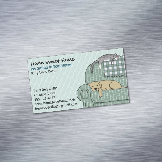 かわいい犬と猫ペットの着席する動物サー気にビス マグネット名刺 (インサイチュ)