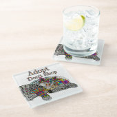 かわいい犬と猫ペットの里親募集 ガラスコースター (アングル)