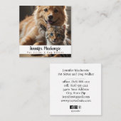 かわいい犬と猫ペットシッターとドッグウォーカー スクエア名刺 (正面/裏面)