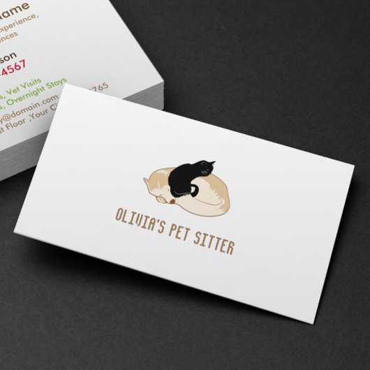 かわいい犬と猫ペット座りピッター 名刺