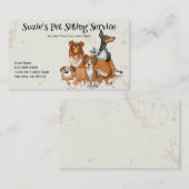 かわいい犬と猫ペット座るサービス 名刺 (正面/裏面)