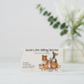 かわいい犬と猫ペット座るサービス 名刺 (スタンド正面)