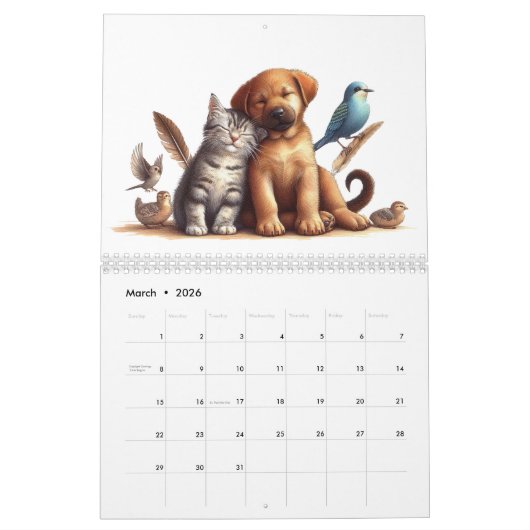 かわいい犬と猫最高のの仲間 カレンダー (3月 2026)