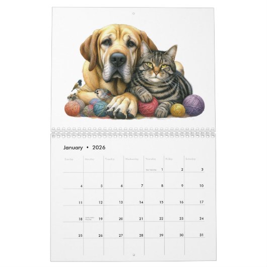 かわいい犬と猫最高のの仲間 カレンダー (1月 2026)