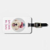 かわいい犬と猫、旅行、名前のパーソナライズ ラゲッジタグ (正面横)