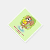 かわいい犬と花 スタンダードカクテルナプキン (角)