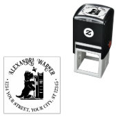 かわいい犬と蝶の名前差出人住所 セルフインキングスタンプ (インサイチュ)