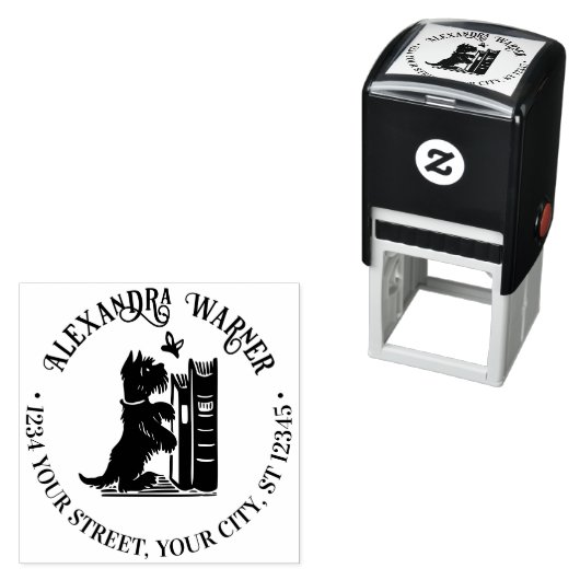 かわいい犬と蝶の名前差出人住所 セルフインキングスタンプ (インサイチュ)