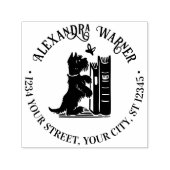 かわいい犬と蝶の名前差出人住所 セルフインキングスタンプ (デザイン)