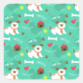 かわいい犬と言葉 スクエアシール