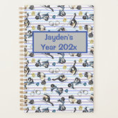 かわいい犬と警察の動きストライプ|過去記事 プランナー手帳 (正面)